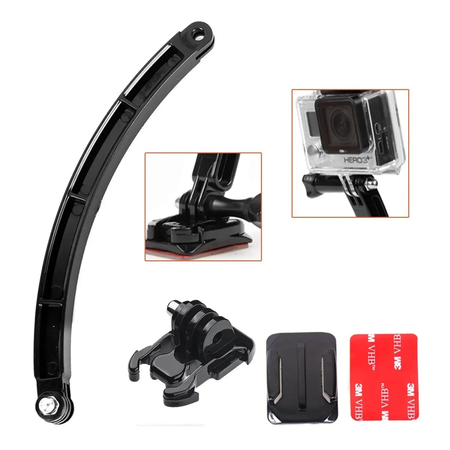 Action camera Tripod accessories For Gopro Hero Set Helmet Extension Arm Mount Kit Curved Selfie Stick For Xiaomi for Sjcam