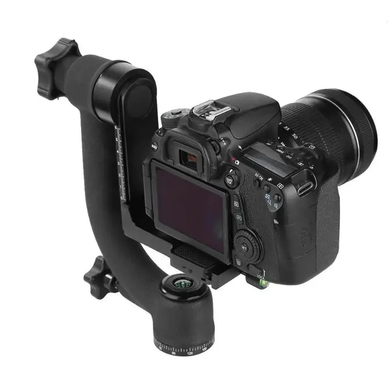 Panoramic Gimbal Head Pan Tilt Aluminum Professional 360 Degree Tripod Head Quick Release Plate For DSLR Camera Telephoto Lens