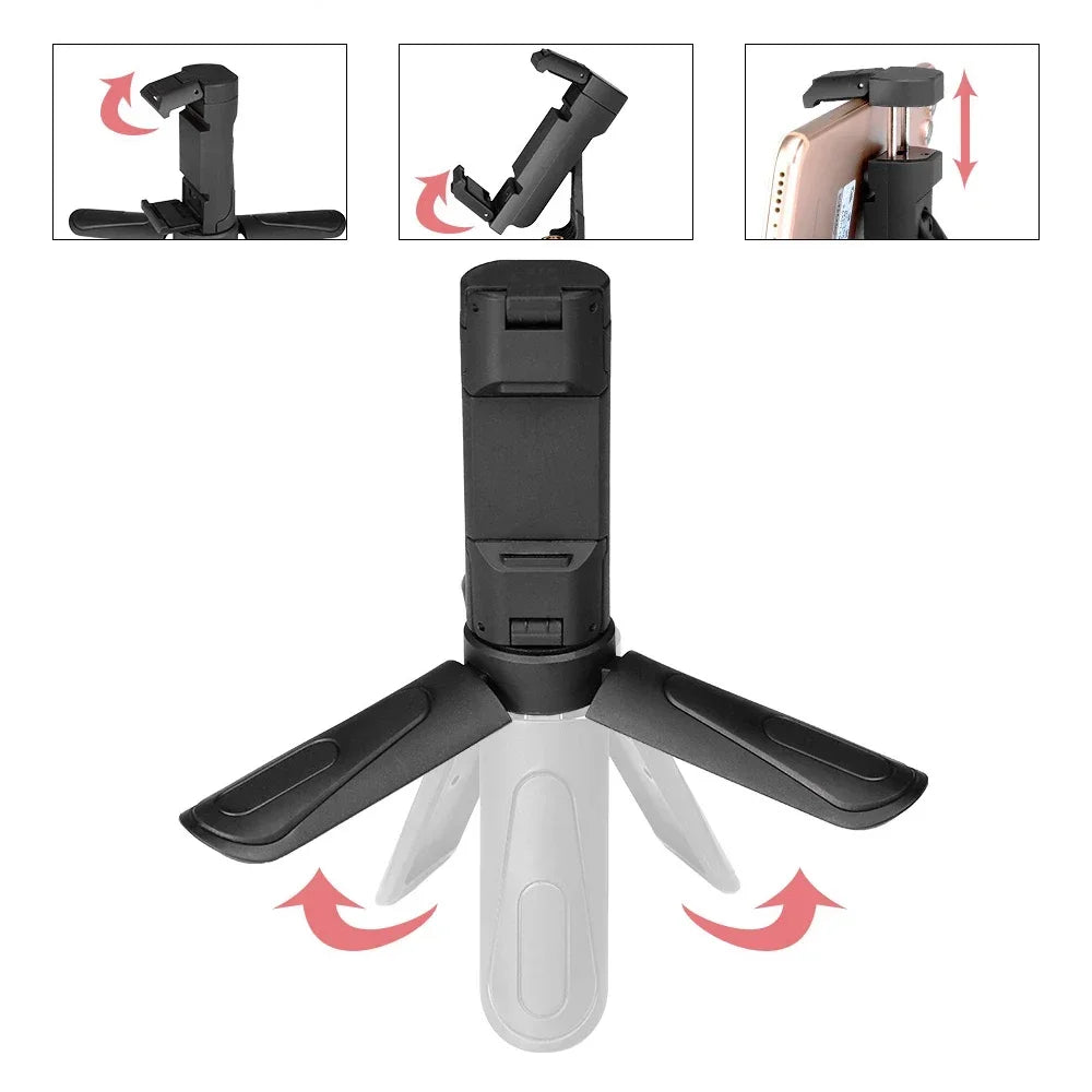 Video Foldable Pocket Tripod Mount Stand Mini Table Tripod For Smartphone Clip Holder Mobile Phone