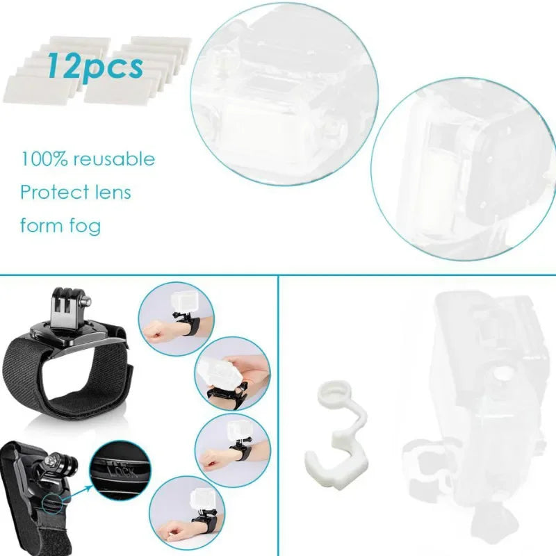 Set for GoPro Hero 10 9 8 7 6 5 4 Mount for Xiao Yi 4k Adapter for Sjcam Action Camera Accessories