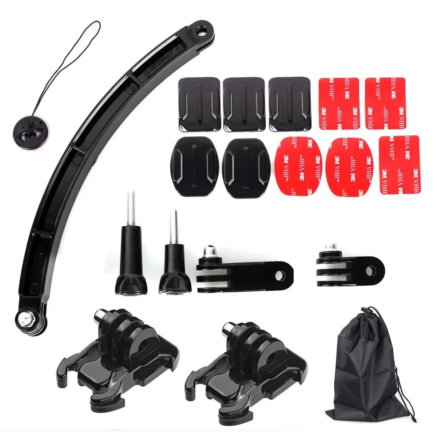 Action camera Tripod accessories For Gopro Hero Set Helmet Extension Arm Mount Kit Curved Selfie Stick For Xiaomi for Sjcam