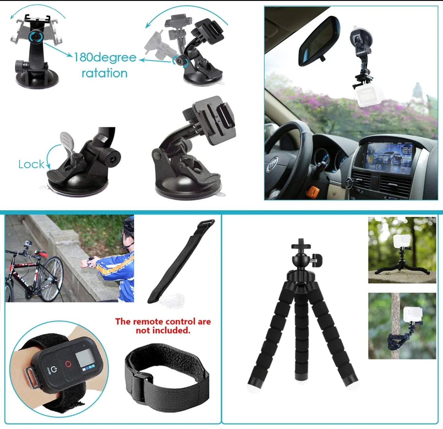 Action camera Accessories For Gopro Hero 10 9 8 7 5 4 For Suction Cup For Glass Mount 4k Case Helmet