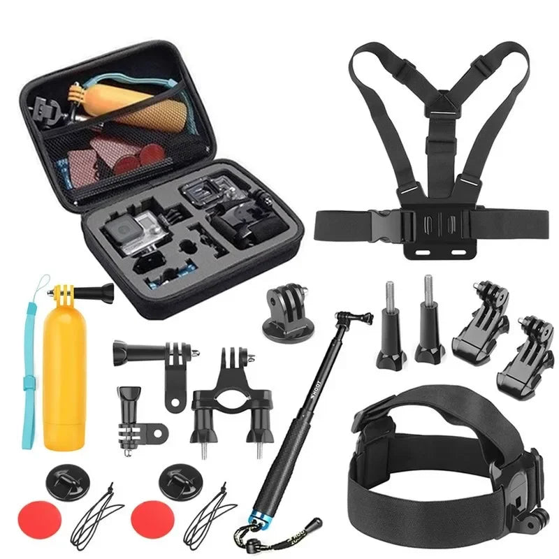 Action Cam tripod monopod Accessories Set Chest Head Strap Mount Kits for GoPro Hero